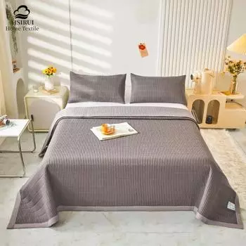 Летний утолщенный чехол для кровати с цветочным принтом, двухслойный зажим для пряжи, хлопковый чехол с защитой от клещей, покрывала для студенческого общежития, матрас, тонкое одеяло 150x230cm 1Pc