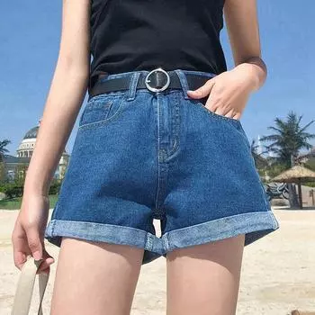 Летний ветер, женские синие джинсовые шорты с высокой талией, женские свободные джинсовые шорты S белый