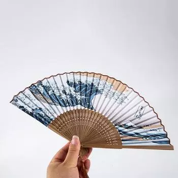 Летний винтажный бамбуковый складной ручной цветочный веер для танцев в китайском стиле коричневый