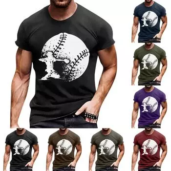 Летний винтажный бейсбольный пуловер с круглым вырезом и короткими рукавами с буквенным принтом L синий