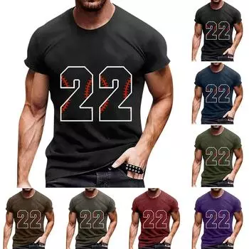 Летний винтажный бейсбольный пуловер с круглым вырезом и короткими рукавами с буквенным принтом XXXL зелёный