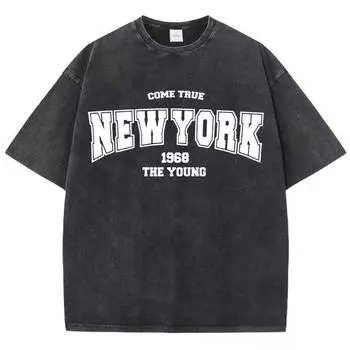 Летний винтажный топ с круглым вырезом и буквенным принтом, модные повседневные женские футболки из чистого хлопка с короткими рукавами S