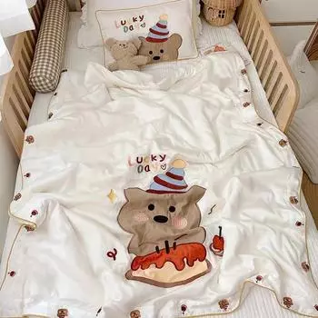 Летний высококачественный комплект из 60 шт. летнего одеяла Tencel с вышитым рисунком, детское шелковое воздухопроницаемое покрывало 120x150cm 1pcs