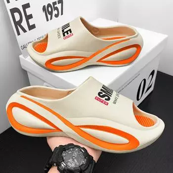 Летний взрыв Douyin, наступающий на дерьмо, чувство, одно слово, перетаскивание, прямая трансляция 2024 года, повседневная пара, мягкая подошва, спортивные тапочки Guochao EVA 36 чёрный