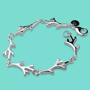 Летний женский браслет из стерлингового серебра 925 пробы, креативный дизайн ветки, цепочка из натурального серебра 20 см, женские очаровательные ювелирные изделия