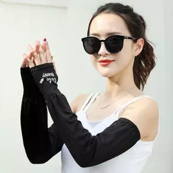 Летний женский длинный шифоновый свободный солнцезащитный рукав-лед Ice Silk Strawberry Sleeve Black All yards