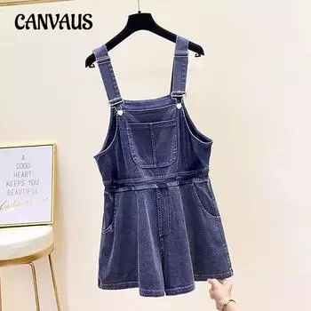 Летний женский комбинезон больших размеров с открытой спиной, брюки с высокой талией, повседневные широкие шорты 4XL чёрный