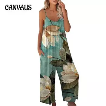 Летний женский комбинезон, майка на бретельках, комбинезон с широкими штанинами и принтом тай-дай S чёрный