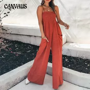 Летний женский комбинезон, однотонный плиссированный повседневный комбинезон с подтяжками и шнурком, темпераментный пригородный комбинезон с высокой талией S красный