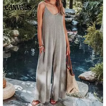 Летний женский комбинезон с открытой спиной, однотонный модный сексуальный комбинезон без рукавов S серый