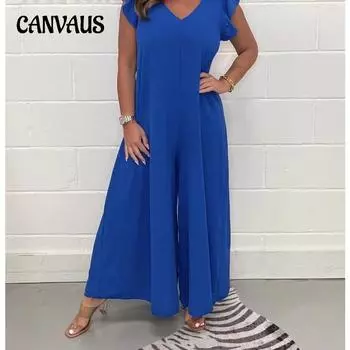 Летний женский комбинезон с завязками и оборками, широкие брюки, однотонный комфортный повседневный комбинезон для отдыха S чёрный