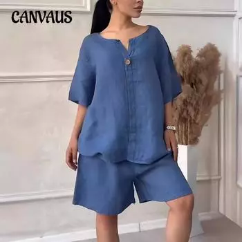 Летний женский костюм-рубашка больших размеров с высокой талией, свободные шорты, костюм S розовый