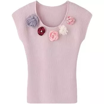 Летний женский милый 3D цветочный вязаный свитер джемпер для девочек жилет пуловер топы One Size белый