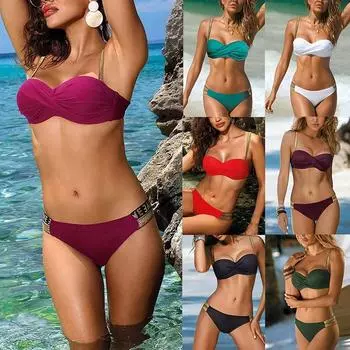 Летний женский модный комплект бикини, однотонный сексуальный облегающий купальник с разрезом, цельный купальник, женский купальный костюм S белый