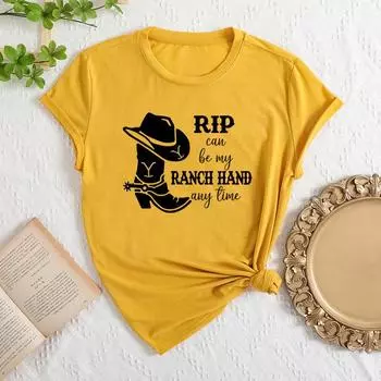 Летний женский модный топ с принтом обуви и шляпы, свободный, с короткими рукавами, с круглым вырезом, из хлопка S белый