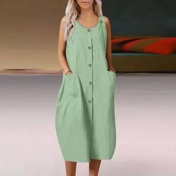 Летний женский однотонный свободный удобный повседневный кардиган с платьем на бретелях S серый