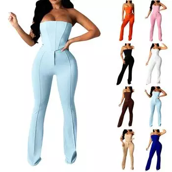 Летний женский однотонный жилет на молнии с шитьем, плотный эластичный пояс и пуговицы, брюки для вечеринки, ночного клуба, комплект из двух предметов L