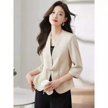 Летний женский пиджак маленького роста: Удобный, дышащий и легко перемещаемый M белый