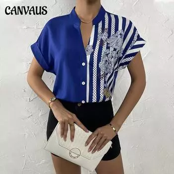 Летний женский полосатый топ с принтом на пуговицах, кардиган, рубашка с короткими рукавами, женская футболка S оранжевый