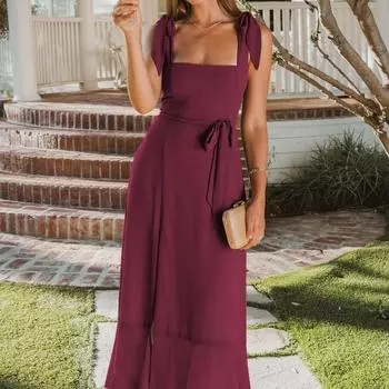 Летний женский пуловер-вешалка с открытыми плечами, одна линия шеи, зашнуровать галстук-бабочку, сплошной цвет, модные повседневные сексуальные платья S чёрный