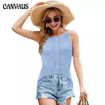 Летний женский свободный висящий вязаный жилет с вырезом, сексуальный топ на бретельках, женский жилет S оранжевый