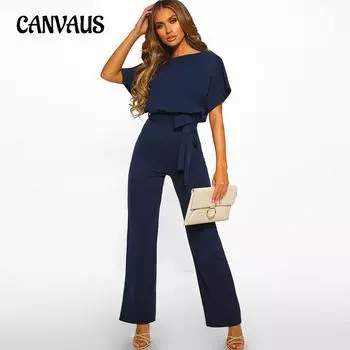 Летний женский темпераментный элегантный тонкий комбинезон со шнуровкой больших размеров