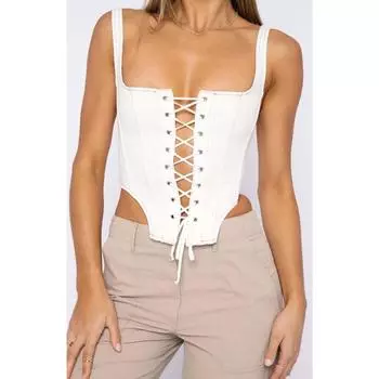 Летний женский темпераментный жилет без рукавов с короткими рукавами и сексуальным галстуком S белый