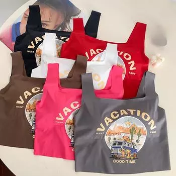 Летний женский тонкий забавный мультяшный принт с подушечками на груди, женский укороченный топ в стиле Харадзюку, сексуальный мягкий топ без рукавов, милые топы на бретелях one size белый