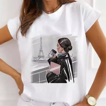 Летний женский топ больших размеров с принтом букв в стиле ретро из чистого хлопка с короткими рукавами, женские футболки S