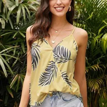 Летний женский топ с лямкой на бретельках и принтом в стиле бохо, топ на тонких бретельках, топ-бретелька S серый