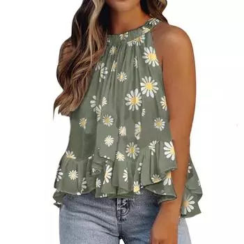 Летний женский топ с принтом и воротником, сексуальный, удобный, на шнуровке S белый