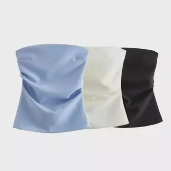 Летний женский топ-труба однотонный плиссированный тонкий жилет Large белый