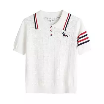 Летний женский вышитый свитер с изображением собаки, футболка, поло, пуловер, джемпер, топы One Size белый