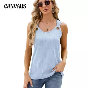 Летний женский жилет, новый однотонный жилет без рукавов с круглым вырезом, свободный топ с металлическим кольцом S белый