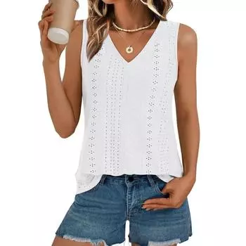 Летний женский жилет, однотонная футболка с v-образным вырезом, майка-майка S белый