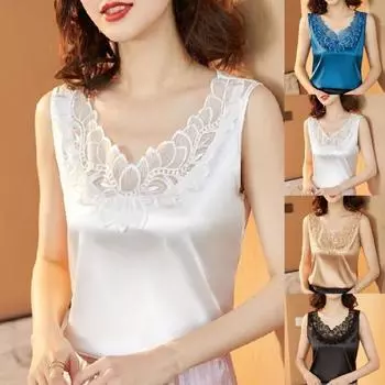 Летний женский жилет, однотонная кружевная свободная блузка без рукавов с V-образным вырезом 2XL белый