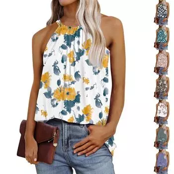 Летний женский жилет, плиссированный однотонный свободный топ без рукавов, летний жилет, базовый повседневный свободный жилет XXL