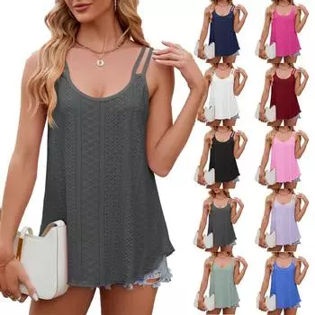 Летний женский жилет с открытым вырезом на бретельках, повседневная простая футболка без рукавов, пуловер, пляжная рубашка для отдыха на море, S-2XL S розы красного