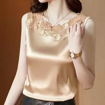 Летний женский жилет-слинг большого размера, профессиональный костюм-рубашка с летним кружевом внутри и шелковым атласом снаружи XXXXL белый