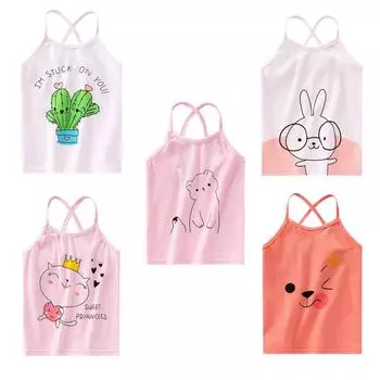 Летний жилет без рукавов для маленьких девочек, топы с цветочным принтом, блузка, хлопковая повседневная детская одежда 130