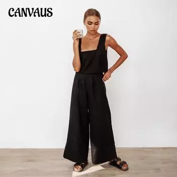 Летний жилет, длинные брюки, пижамный костюм, модная женская домашняя одежда S чёрный