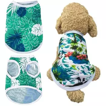 Летний жилет для домашних животных в гавайском пляжном стиле, одежда для маленьких собак, кошек, дышащая футболка для щенков, котят, костюм французского бульдога, чихуахуа XS
