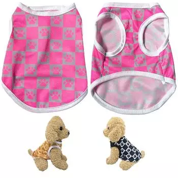 Летний жилет для кошек и собак, одежда для маленьких и средних собак, мягкая и уютная дышащая футболка для домашних животных с принтом лап котенка и щенка, пальто для чихуахуа XS