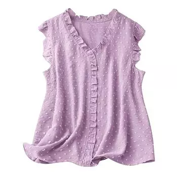 Летний жилет, синий, розовый, однотонный, без рукавов, с v-образным вырезом, топы, женские повседневные блузы из ткани с рюшами S небесно-голубой