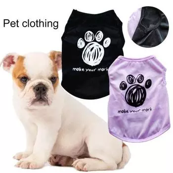 Летний жилет Тедди с героями мультфильмов, без рукавов, с круглым буквенным принтом, на ножках, с декоративным вырезом, два тонких однотонных топа для маленьких собак, для домашних животных S фиолетовый