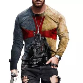 Летняя 3D футболка мужская модная персонализированная печатная футболка с круглым вырезом и длинным рукавом S