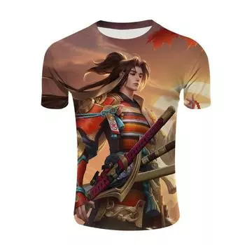 Летняя 3D молодежная тонкая футболка с принтом King Glory XS