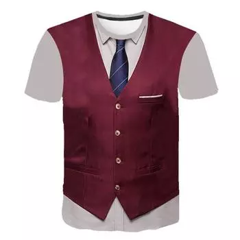 Летняя 3D футболка Забавный галстук-бабочка 3D футболки с принтом Мужская летняя модная футболка с коротким рукавом 5XL