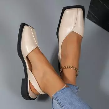 Летняя элегантная винтажная женская обувь Повседневная обувь на плоской подошве Сандалии с квадратным носком Однотонные сандалии 35 чёрный