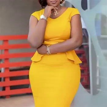 Летняя элегантная женская одежда больших размеров, юбка-карандаш, платье-футляр S сапфир синий